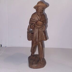 Carved folk art man wood 5 1/2 “figure statue